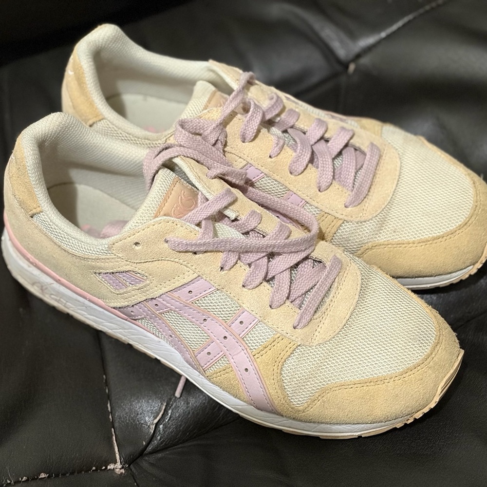Asics Women's Beige and Light Pink Sneakers